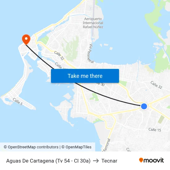 Aguas De Cartagena (Tv 54 - Cl 30a) to Tecnar map