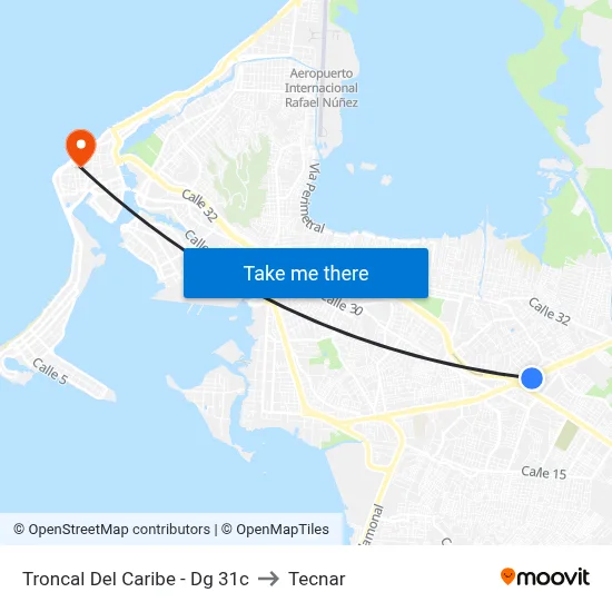 Troncal Del Caribe - Dg 31c to Tecnar map
