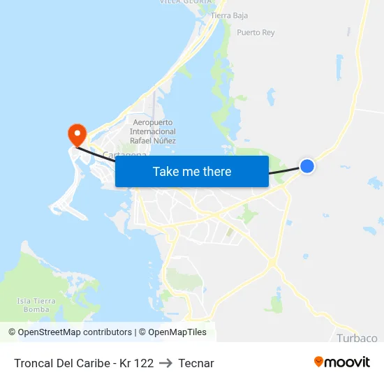 Troncal Del Caribe - Kr 122 to Tecnar map