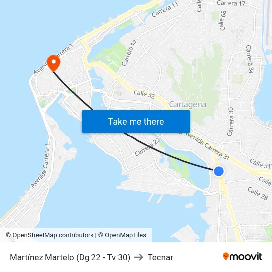 Martínez Martelo (Dg 22 - Tv 30) to Tecnar map
