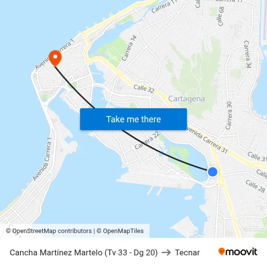 Cancha Martínez Martelo (Tv 33 - Dg 20) to Tecnar map