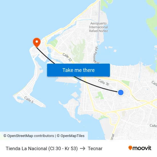 Tienda La Nacional (Cl 30 - Kr 53) to Tecnar map