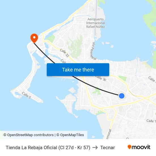 Tienda La Rebaja Oficial (Cl 27d - Kr 57) to Tecnar map