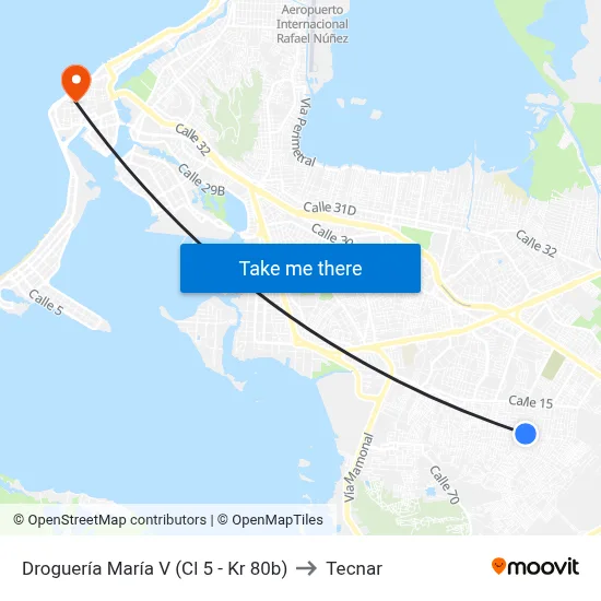 Droguería María V (Cl 5 - Kr 80b) to Tecnar map