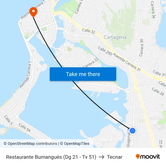 Restaurante Bumangués (Dg 21 - Tv 51) to Tecnar map
