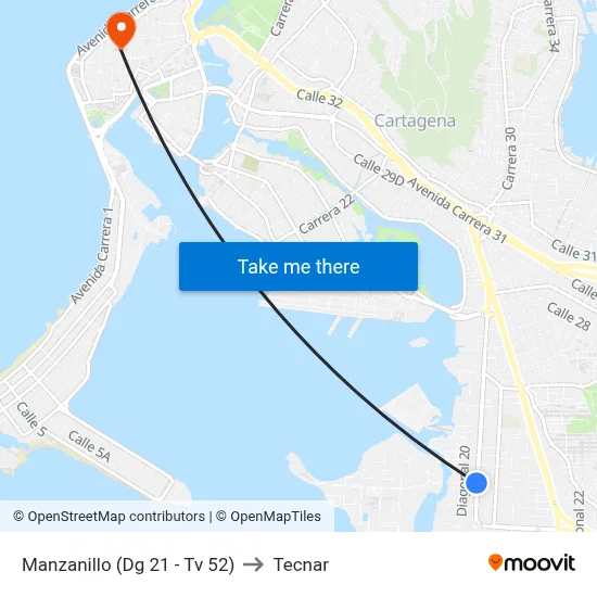 Manzanillo (Dg 21 - Tv 52) to Tecnar map