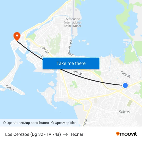 Los Cerezos (Dg 32 - Tv 74a) to Tecnar map