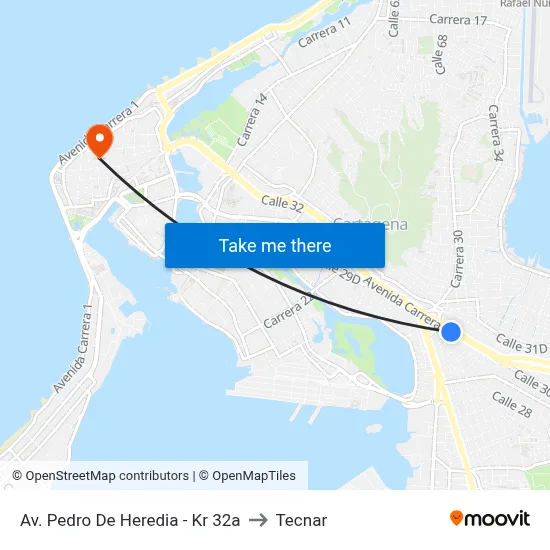 Av. Pedro De Heredia - Kr 32a to Tecnar map