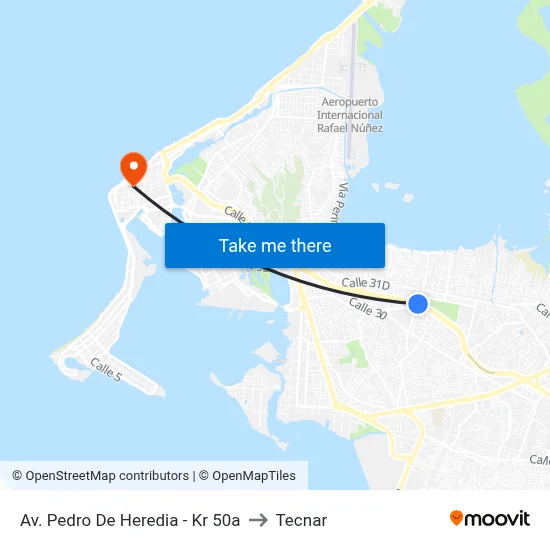 Av. Pedro De Heredia - Kr 50a to Tecnar map