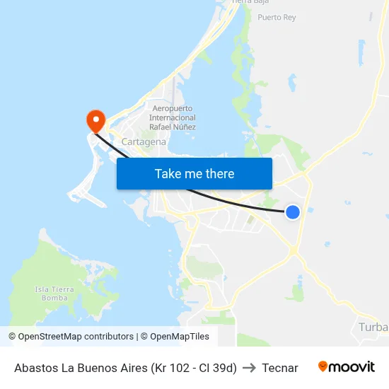 Abastos La Buenos Aires (Kr 102 - Cl 39d) to Tecnar map