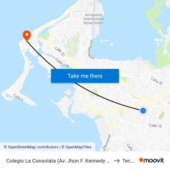 Colegio La Consolata (Av. Jhon F. Kennedy - Cl 26) to Tecnar map