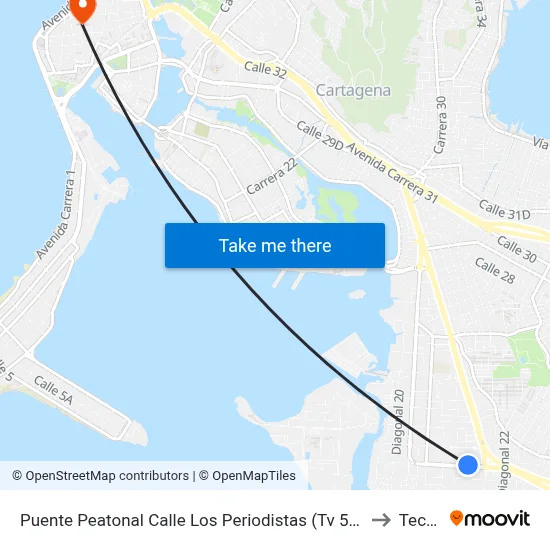 Puente Peatonal Calle Los Periodistas (Tv 54 - Dg 21d) to Tecnar map