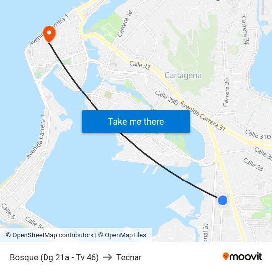 Bosque (Dg 21a - Tv 46) to Tecnar map