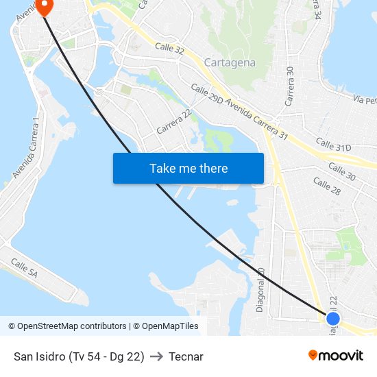 San Isidro (Tv 54 - Dg 22) to Tecnar map