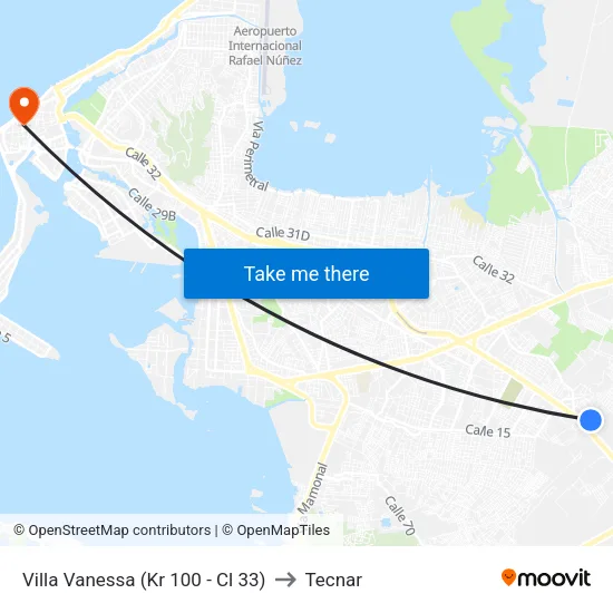 Villa Vanessa (Kr 100 - Cl 33) to Tecnar map