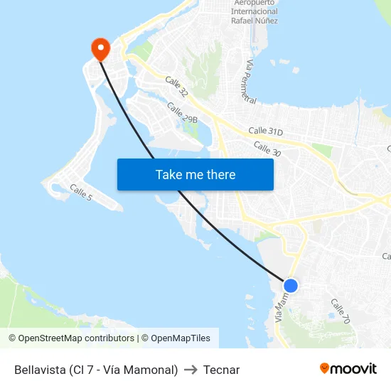 Bellavista (Cl 7 - Vía Mamonal) to Tecnar map