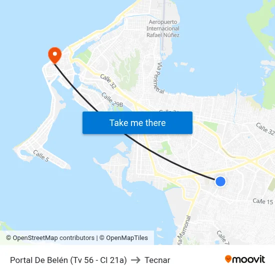 Portal De Belén (Tv 56 - Cl 21a) to Tecnar map