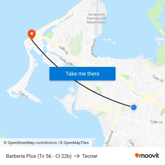 Barbería Plus (Tv 56 - Cl 22b) to Tecnar map