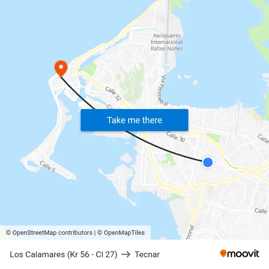 Los Calamares (Kr 56 - Cl 27) to Tecnar map