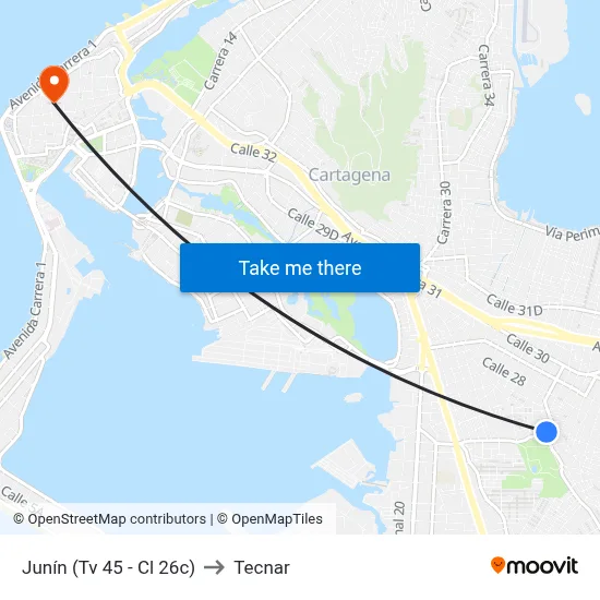 Junín (Tv 45 - Cl 26c) to Tecnar map