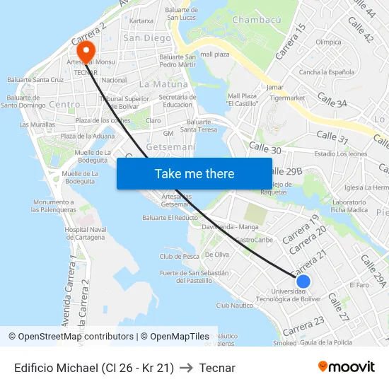 Edificio Michael (Cl 26 - Kr 21) to Tecnar map