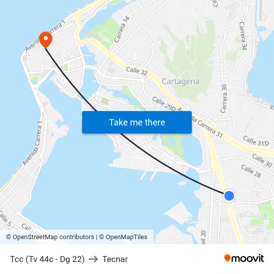 Tcc (Tv 44c - Dg 22) to Tecnar map