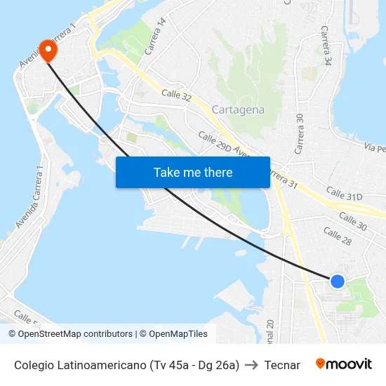 Colegio Latinoamericano (Tv 45a - Dg 26a) to Tecnar map