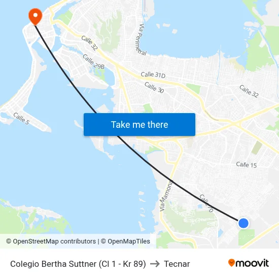 Colegio Bertha Suttner (Cl 1 - Kr 89) to Tecnar map