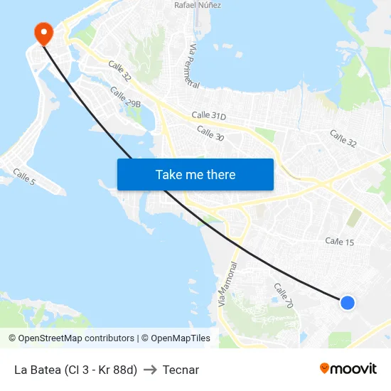 La Batea (Cl 3 - Kr 88d) to Tecnar map