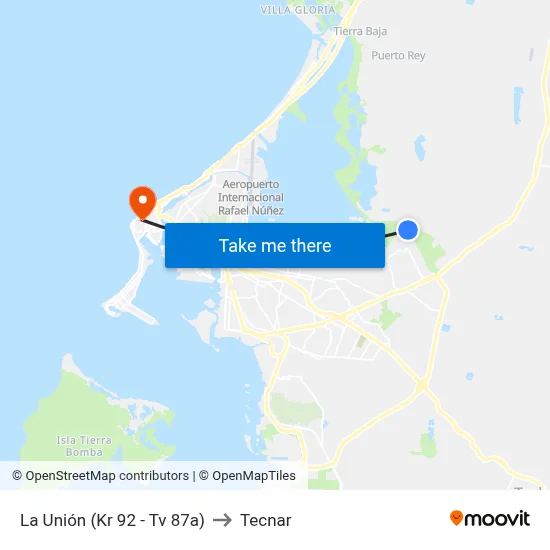 La Unión (Kr 92 - Tv 87a) to Tecnar map