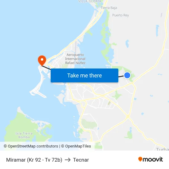 Miramar (Kr 92 - Tv 72b) to Tecnar map