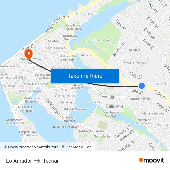 Lo Amador to Tecnar map