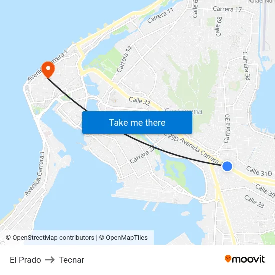 El Prado to Tecnar map