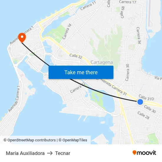 María Auxiliadora to Tecnar map
