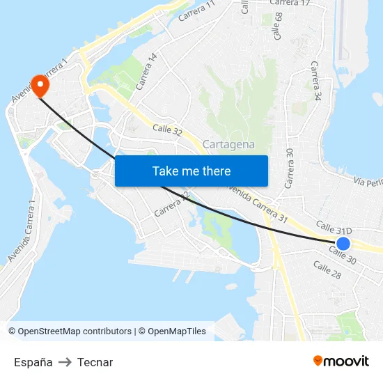 España to Tecnar map