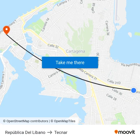 República Del Líbano to Tecnar map
