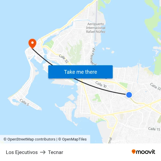 Los Ejecutivos to Tecnar map