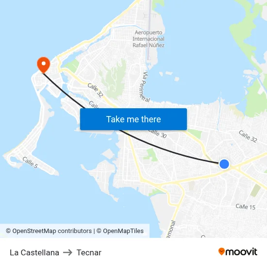 La Castellana to Tecnar map