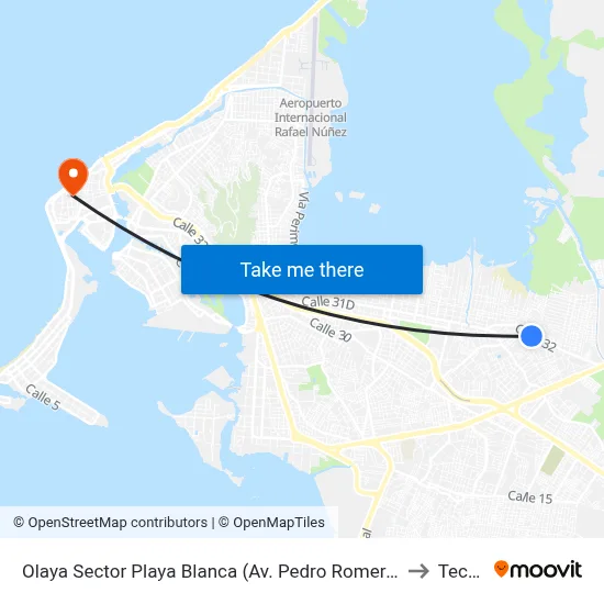 Olaya Sector Playa Blanca (Av. Pedro Romero - Tv 70a) to Tecnar map