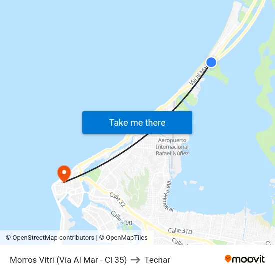 Morros Vitri (Vía Al Mar - Cl 35) to Tecnar map