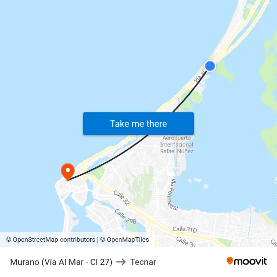 Murano (Vía Al Mar - Cl 27) to Tecnar map