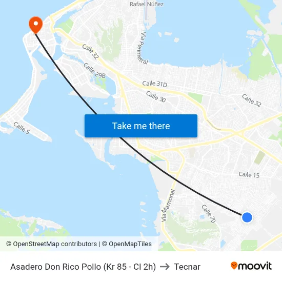 Asadero Don Rico Pollo (Kr 85 - Cl 2h) to Tecnar map
