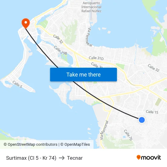 Surtimax (Cl 5 - Kr 74) to Tecnar map