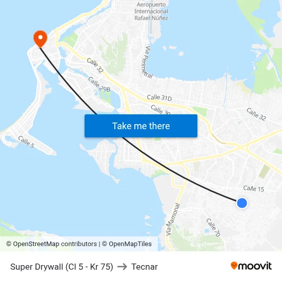 Super Drywall (Cl 5 - Kr 75) to Tecnar map