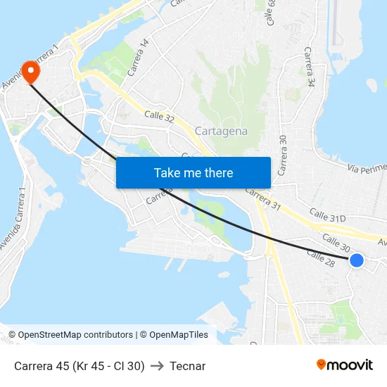 Carrera 45 (Kr 45 - Cl 30) to Tecnar map