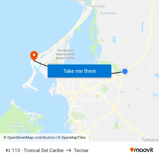 Kr 113 - Troncal Del Caribe to Tecnar map