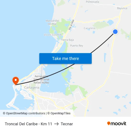 Troncal Del Caribe - Km 11 to Tecnar map