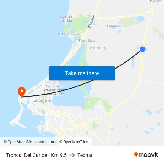 Troncal Del Caribe - Km 9.5 to Tecnar map