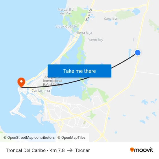 Troncal Del Caribe - Km 7.8 to Tecnar map