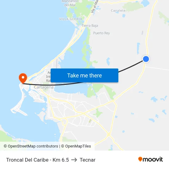 Troncal Del Caribe - Km 6.5 to Tecnar map